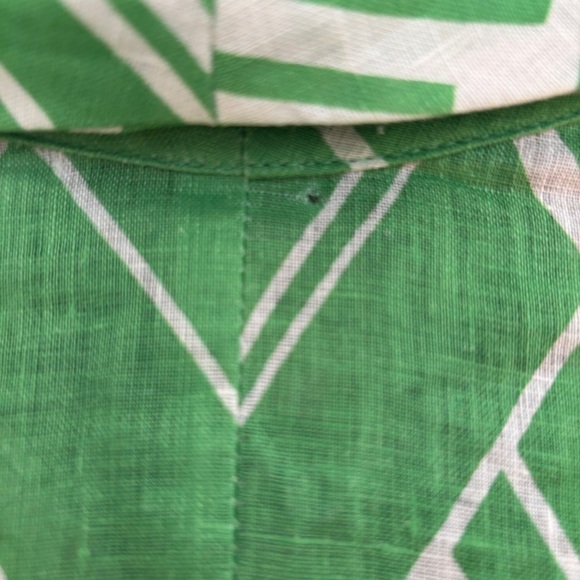 ALEXIS Linen Green and White Patterned Blouse / Tunic - Picture 6 of 7